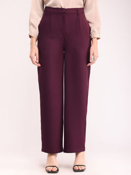 FableStreet - Wide Leg Trouser - Wine