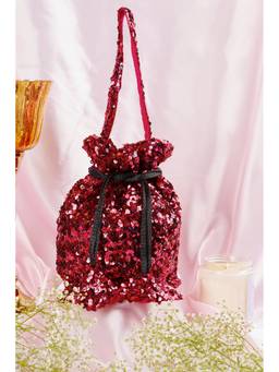 SWABHIMANN - Maroon Isha Sequin Potli Bag
