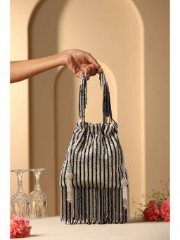 SWABHIMANN - Black Irani Sequin Potli Bag