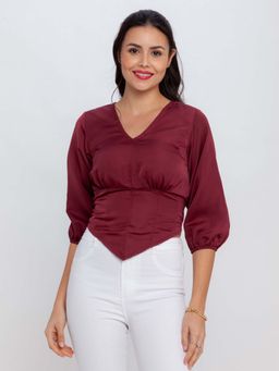 Zink London - Women Maroon Solid Top