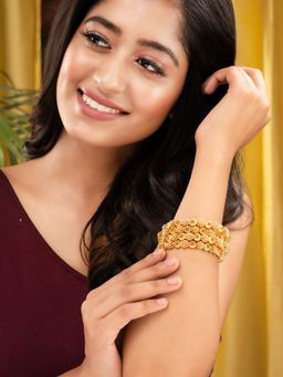 Saraf RS Jewellery - Set of 4 Gold Plated White AD Studded Handcrafted Designer Bangles