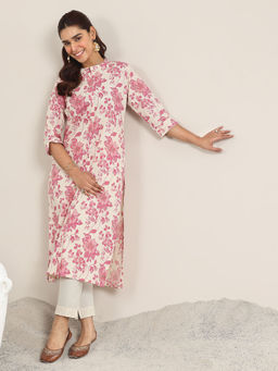 Libas - Pink Floral Regular Fit Kurta