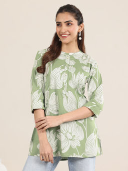 Libas - Green Floral Regular Fit Kurti