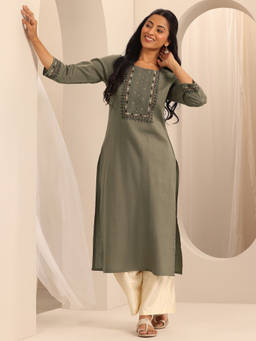 Libas - Grey Printed Regular Fit Kurta