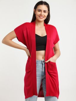 Zink London - Womens Maroon Solid Shrug