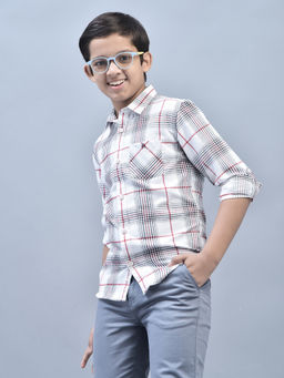 CRIMSOUNE CLUB - Boys White Checked Shirt