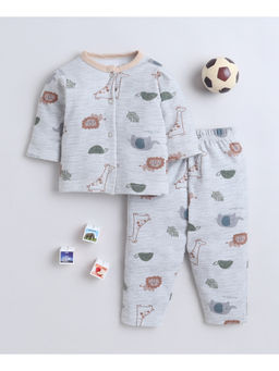 Bumzee - Grey Baby Boys Full Sleeves Jhabla and Pyjama