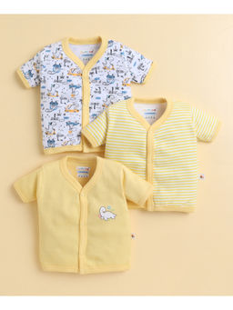 Bumzee - Boys Half Sleeves Jhablas Yellow and White (Pack of 3)