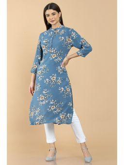 Soch - Blue Rayon Kurta with Floral Designs