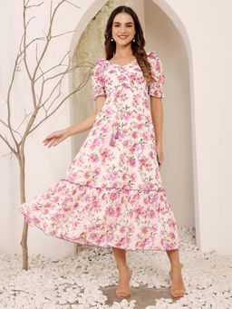 Miss Chase - Womens White Floral Dress