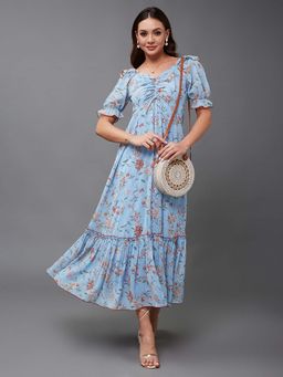Miss Chase - Womens Blue Floral Dress