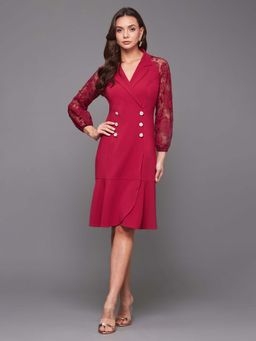 Miss Chase - Womens Pink Solid Blazer Dress
