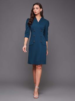Miss Chase - Womens Teal Blazer Dress