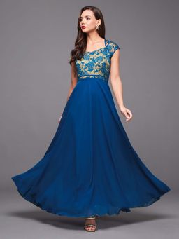 Miss Chase - Womens Royal Blue Georgette Dress