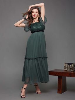 Miss Chase - Womens Dark Green Sequin Dress