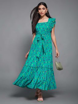 Miss Chase - Womens Turquoise Tiered Dress