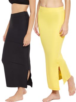 Secrets By ZeroKaata - Women Assorted Solid Mermaid Fit Saree Petticoat -Multicolor (Pack of 2)