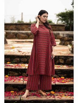JITI - Maroon Sundari Printed Kurta with Palazzo (Set of 2)