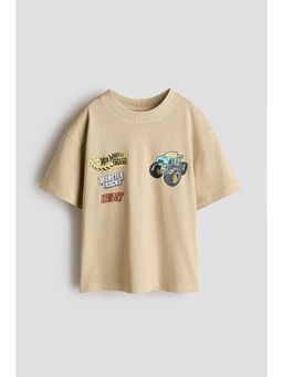 H&M - Boys Beige Oversized Printed T-Shirt