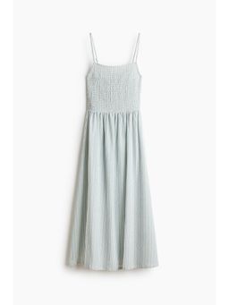 H&M - Women Blue Smocked Strappy Dress