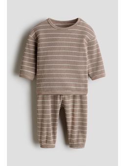 H&M - Kids Beige 2-Piece Waffled Cotton Set