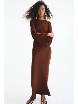 H&M - Women Brown Crinkled Satin Maxi Skirt