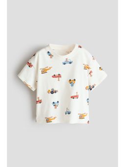 H&M - Boys White Printed Cotton T-Shirt