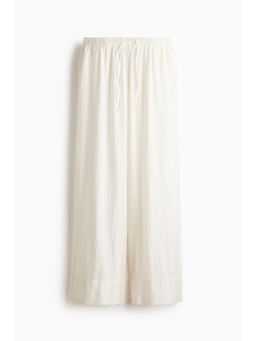 H&M - Women White Wide Linen-Blend Trousers