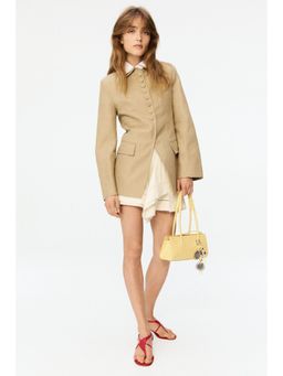 H&M - Women Beige Linen-Blend Hourglass Blazer