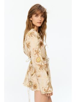 H&M - Women White Floral-Print Tie-Front Blouse