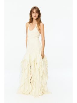 H&M - Women White Ruffled Embroidered Dress