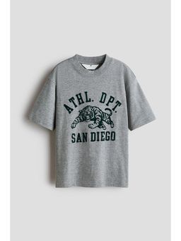 H&M - Boys Grey Loose-Fit Printed T-Shirt
