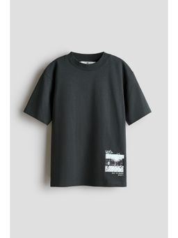 H&M - Boys Grey Loose-Fit Printed T-Shirt