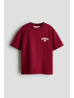 H&M - Boys Red Loose-Fit Printed T-Shirt