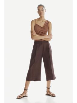 H&M - Women Brown Wide Linen-Blend Culottes