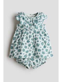 H&M - Girls Turquoise 2-Piece Printed Cotton Set