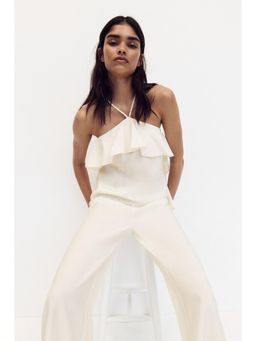 H&M - Women White Flounced Strappy Top
