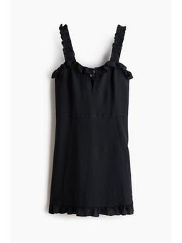 H&M - Women Black Ruffled Crepe Dress