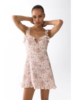H&M - Women Beige Ruffled Crepe Dress