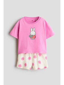 H&M - Girls Pink 2-Piece Printed Cotton Set