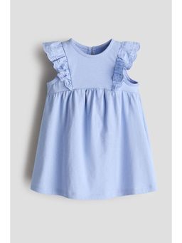 H&M - Girls Blue Frill-Trimmed Cotton Dress