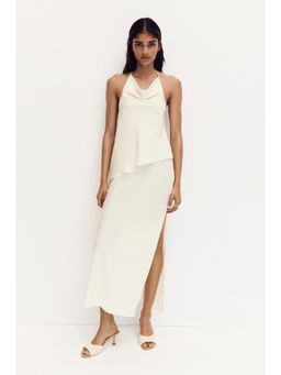 H&M - Women White Halterneck Satin Dress