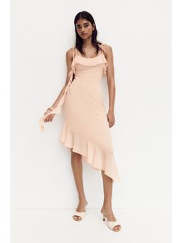 H&M - Women Pink Flounced Tie-Strap Dress