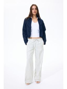 H&M - Women White Denim Drawstring Trousers