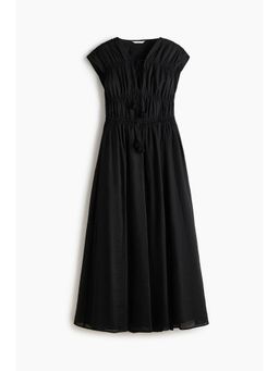 H&M - Women Black Drawstring-Detail Ramie Dress