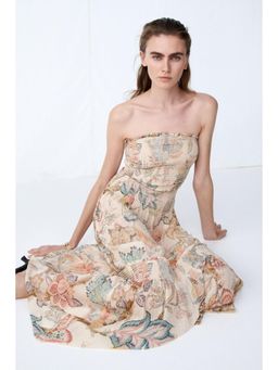 H&M - Women Beige Smocked Bandeau Dress