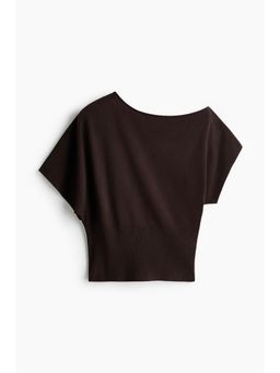 H&M - Women Brown Fine-Knit One-Shoulder Top