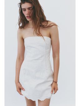 H&M - Women White Embroidered Bandeau Dress