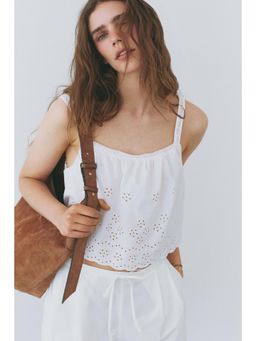 H&M - Women White Broderie-Anglaise Cotton Top