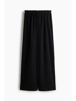 H&M - Women Black Crinkled Paper Bag Trousers